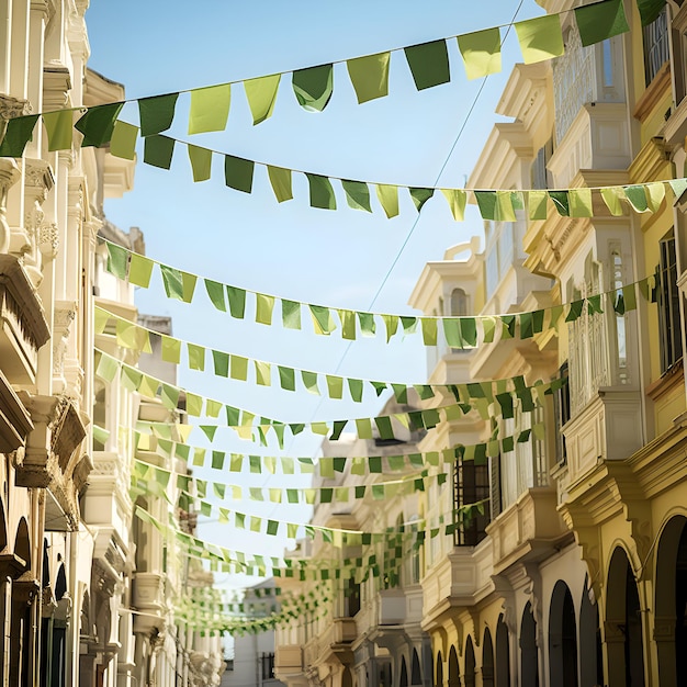 Foto Bandiere verdi per le strade per la celebrazione islamica di Eid Milad un Nabi