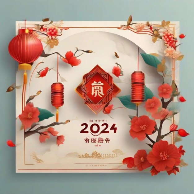 Foto banner di auguri per il Capodanno cinese 2024