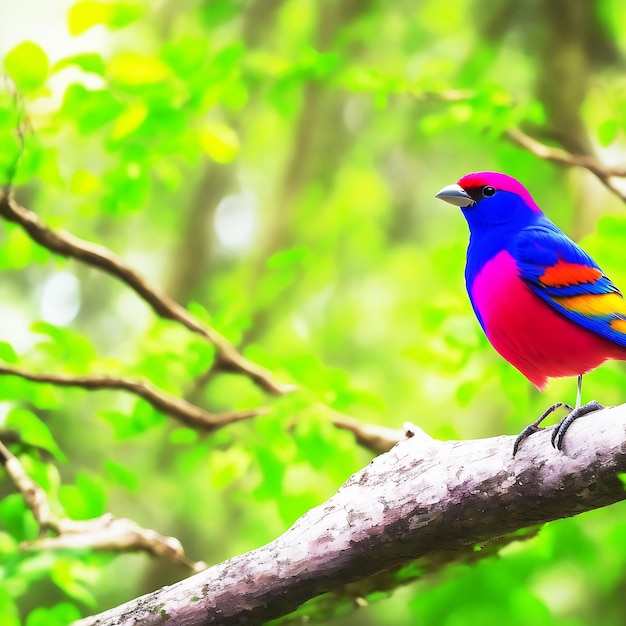 Foto Beauty Rad uccello blu e piante naturali ai generati