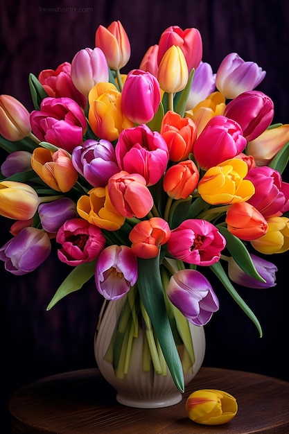 Foto bellissimo mazzo di tulipani a colori in primavera