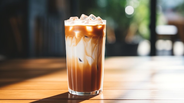 foto bicchiere di schiumoso caffè freddo con panna montata e cioccolato generata dall'intelligenza artificiale