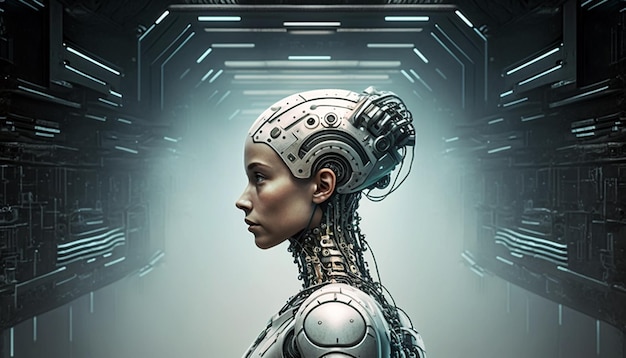 Foto biorobot girl concept Intelligenza artificiale Ai Generata