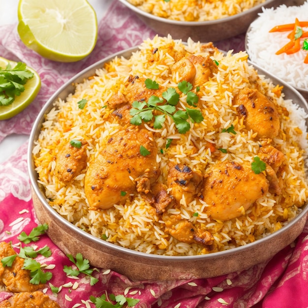 foto biryani di pollo con riso basmati al vapore generato da ai