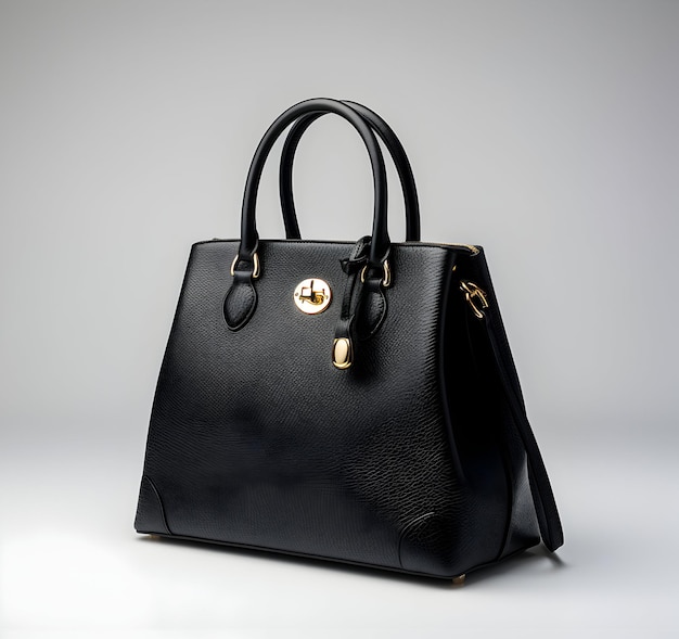 Foto Borsa elegante da donna alla moda bellissima borsa femminile in pelle di lusso nera generativa ai