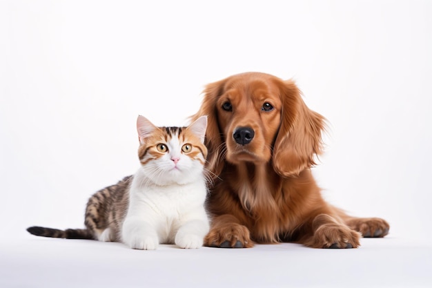 foto cane e gatto su un semplice sfondo bianco