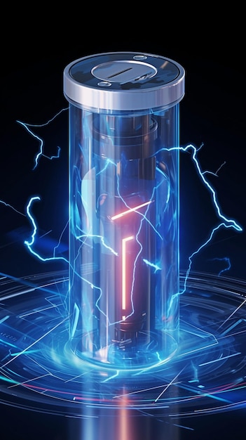 Foto Carica dinamica della batteria 3D rapidamente sullo sfondo tecnologico futuristico Vertical Mobile Wallpaper