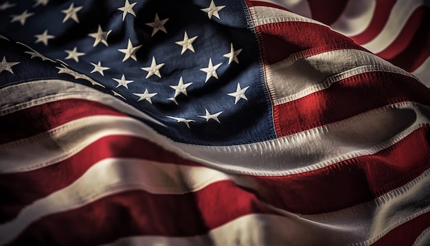 foto closeup tiro della sventola bandiera degli Stati Uniti d'America con texture interessanti.