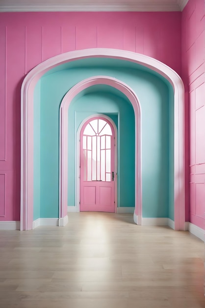 foto colorata rosa dell'interno della casa delle bambole Barbie