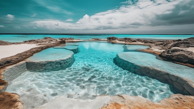 Foto concetto naturale spiaggia piscina generata da ai