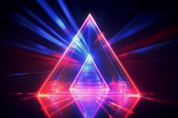 foto cool geometrica figura triangolare in una luce laser al neon ottima per sfondi e sfondi