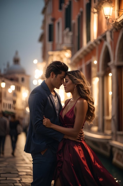 foto coppia romantica a Venezia, Italia