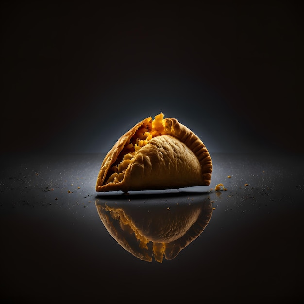 foto cornish pasty su sfondo nero cibo fotografia