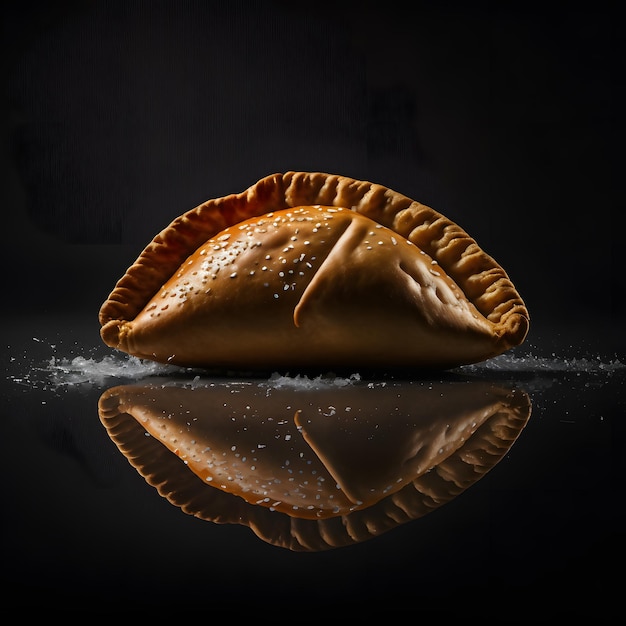 foto cornish pasty su sfondo nero cibo fotografia