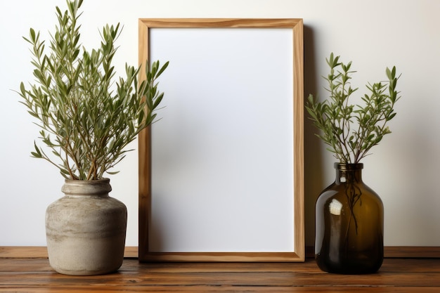 Foto d'archivio di una cucina con cornice vuota per un mockup