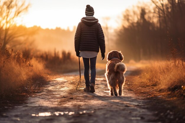 Foto da dietro di un cane e del suo proprietario che gioca a prendere