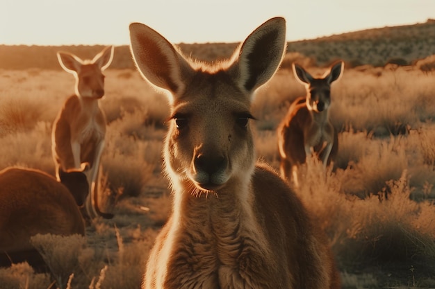 Foto da vicino canguro marsupiale