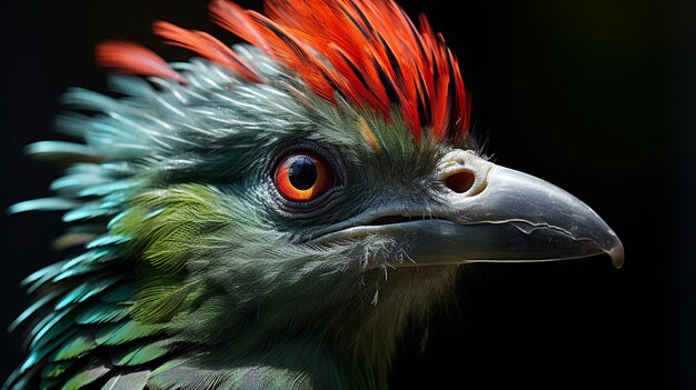 Foto da vicino di un quetzal che guarda in qualsiasi direzione