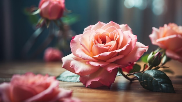 Foto da vicino di una rosa rosa in fiore