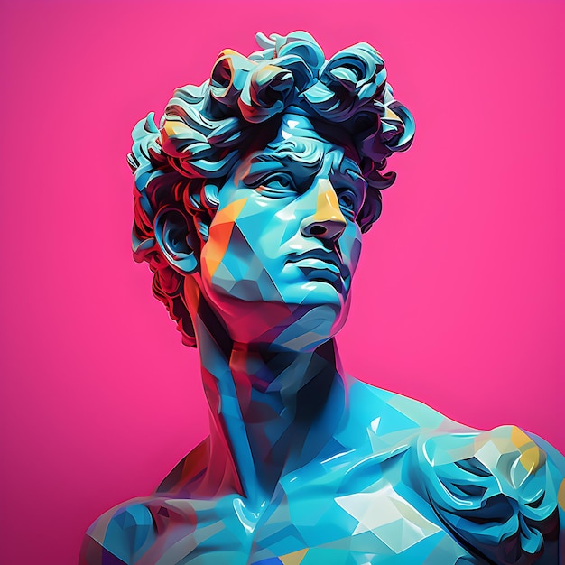 Foto David Michelangelo low poly arte David Michelangelo scultura generativa ai