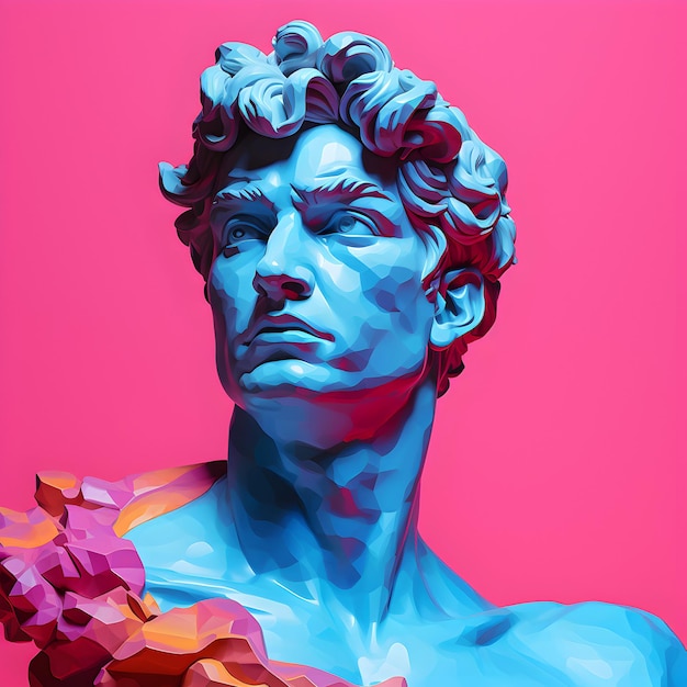 Foto David Michelangelo low poly arte David Michelangelo scultura generativa ai