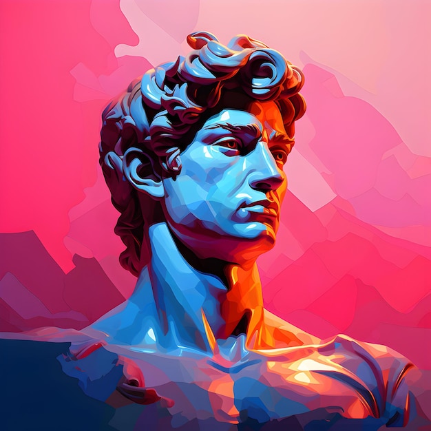 Foto David Michelangelo low poly arte David Michelangelo scultura generativa ai