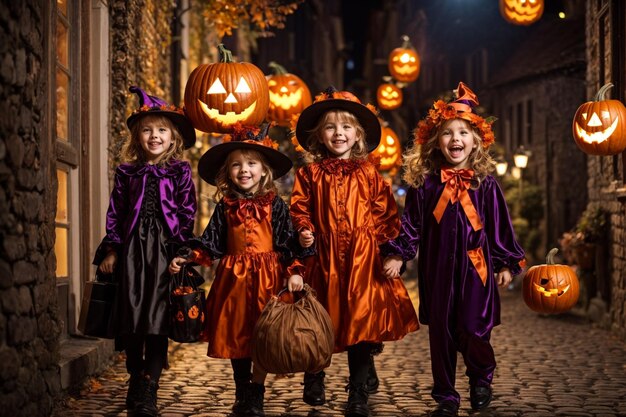 foto dei bambini con la zucca