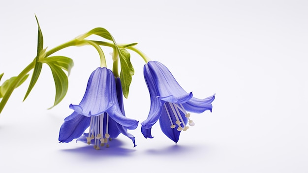 Foto del bellissimo fiore Virginia Bluebell isolato su sfondo bianco