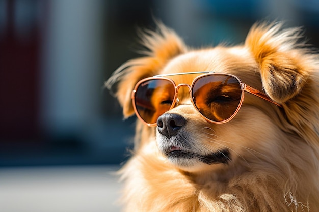 Foto del cane alla moda in occhiali da sole