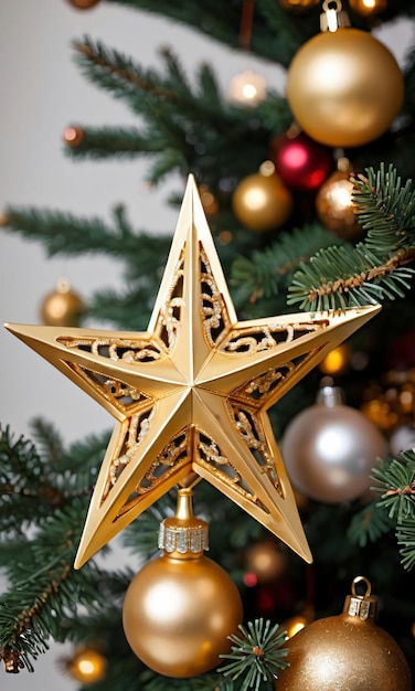Foto del cappello a cilindro per albero di Natale con stella dorata