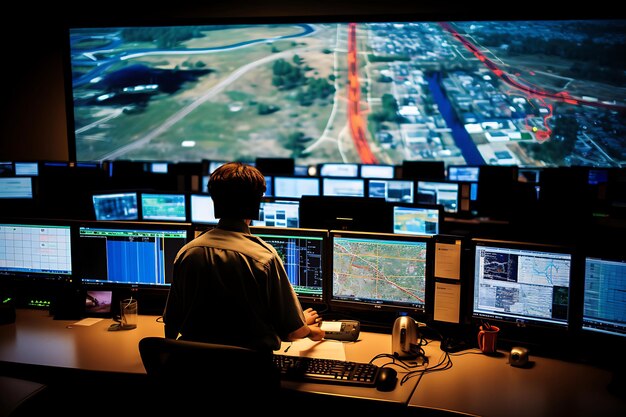 Foto del Centro di gestione delle emergenze con mappe