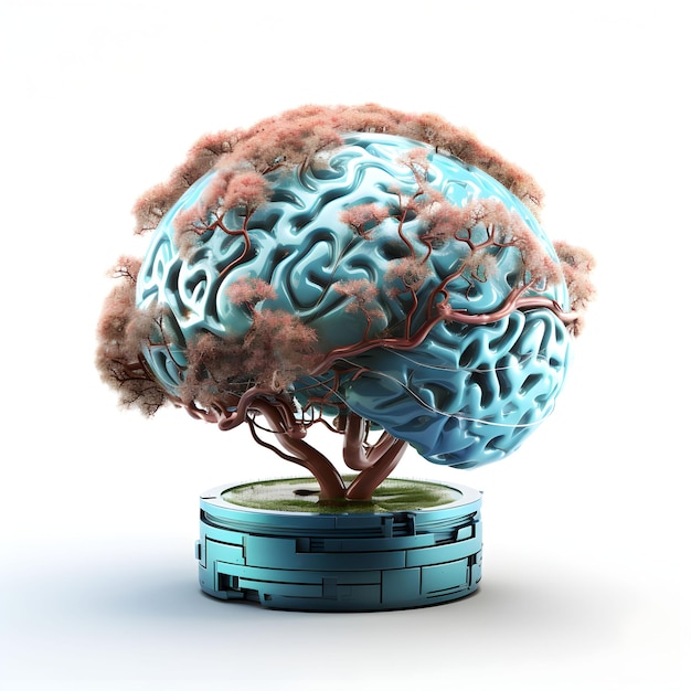 Foto del cervello umano che enfatizza il concetto di intelligenza artificiale generativa della giornata mondiale globale della salute mentale della terra