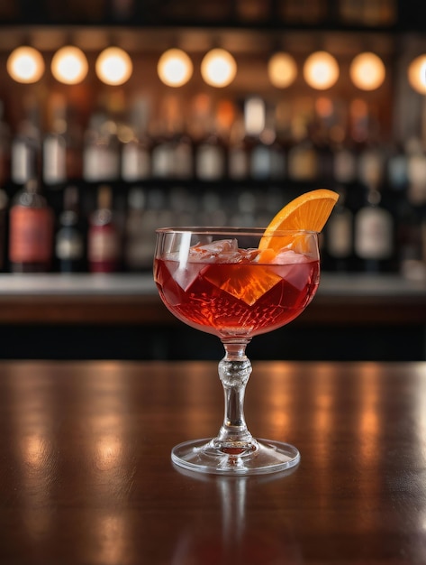 Foto del cocktail Negroni sul bancone del bar