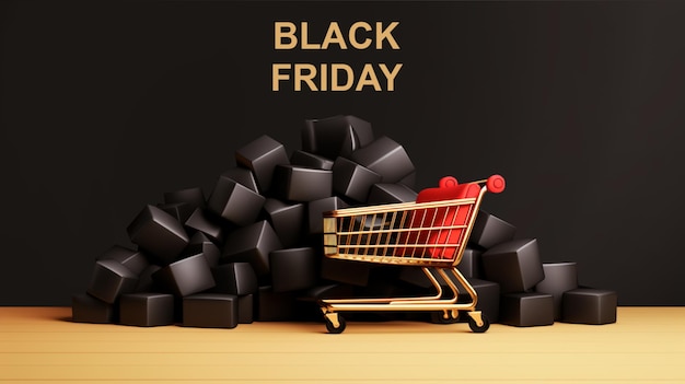 Foto del concetto di vendita del Black Friday su sfondo scuro IA generativa