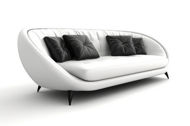 foto del divano moderno 3d su sfondo bianco IA generativa