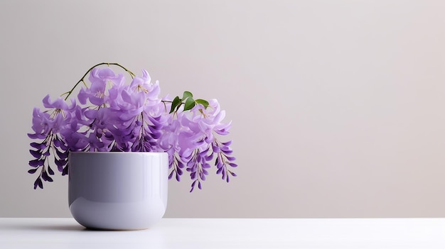 Foto del fiore di glicine in vaso isolato su sfondo bianco