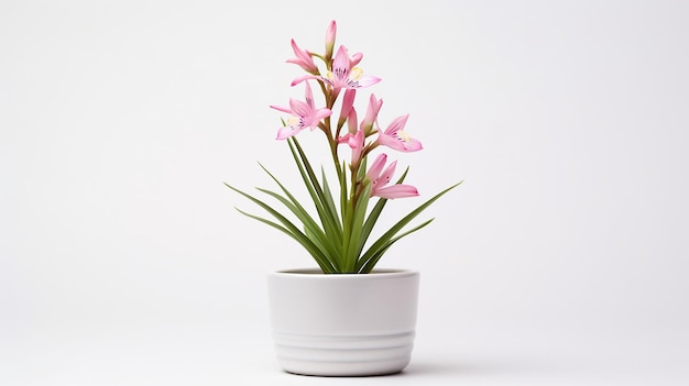 Foto del fiore Watsonia in vaso isolato su sfondo bianco