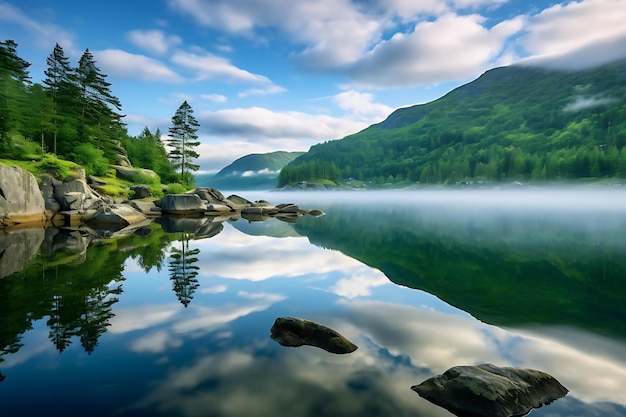 Foto del paesaggio mozzafiato dei fiordi in Norvegia