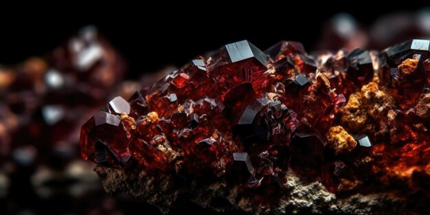 Foto del primo piano della macro generativa ai del granato di pietra minerale