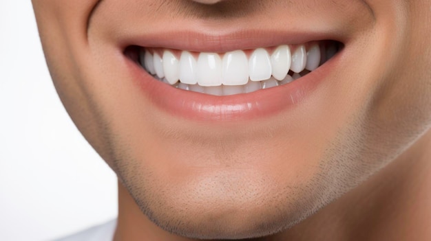 Foto del primo piano della parte inferiore del viso di un uomo con un bel sorriso carino