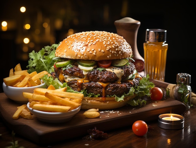 Foto deliziosa del fast food dell'hamburger fatto a mano