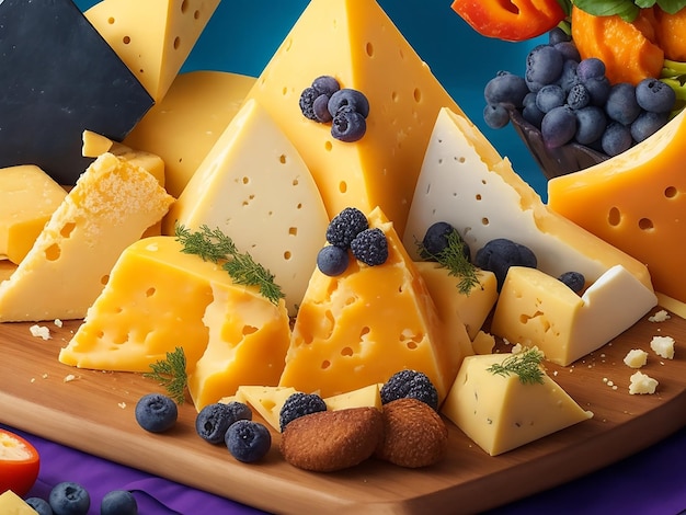 Foto deliziosi pezzi di formaggio ai immagine