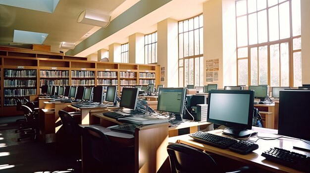 foto dell'atmosfera della biblioteca a scuola