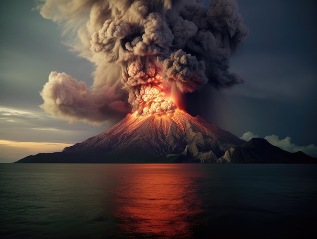 Foto dell'eruzione vulcanica Krakatoa