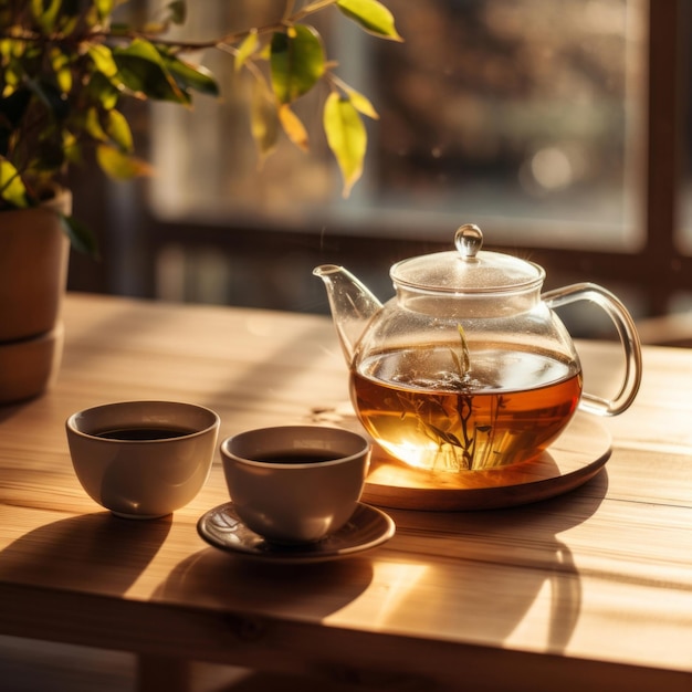 Foto dell'ora del tè con un'atmosfera calma e agghiacciante per il momento di meditazione