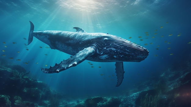 Foto della balena blu
