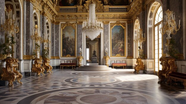 Foto della camera con il design degli interni della Reggia di Versailles Francia