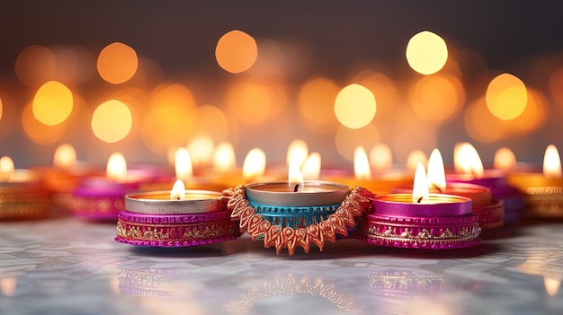 Foto della candela celebrativa di Diwali generata dall'intelligenza artificiale