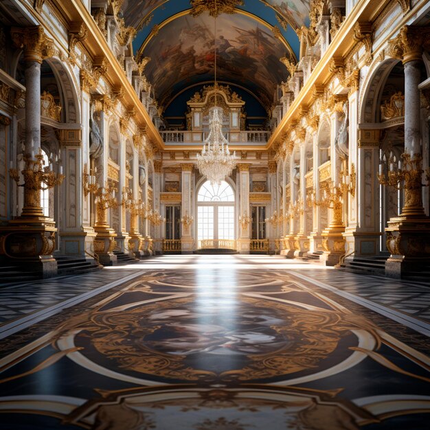 Foto della facciata della famosa architettura dell'edificio del Palazzo di Versailles