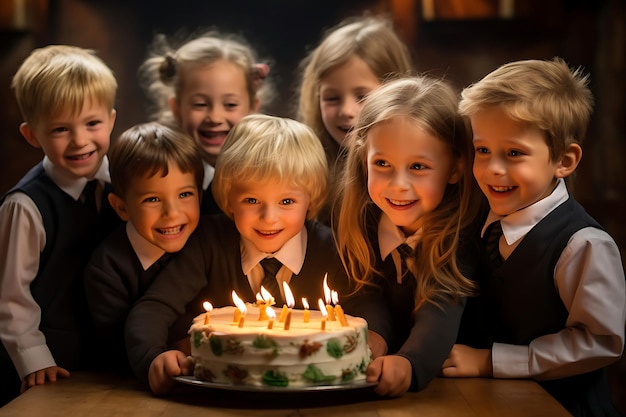 Foto della festa di compleanno con uno scambio di regali compleanno