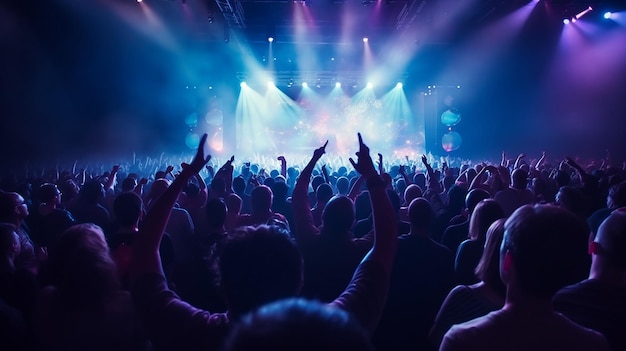 Foto della folla di fan che guarda esibizioni dal vivo su concerti e feste musicali